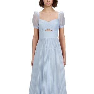 self portrait light blue chiffon cut out midi dress
